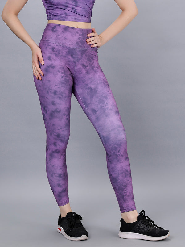 Alpha Purple Printed Leggings | WOMINK