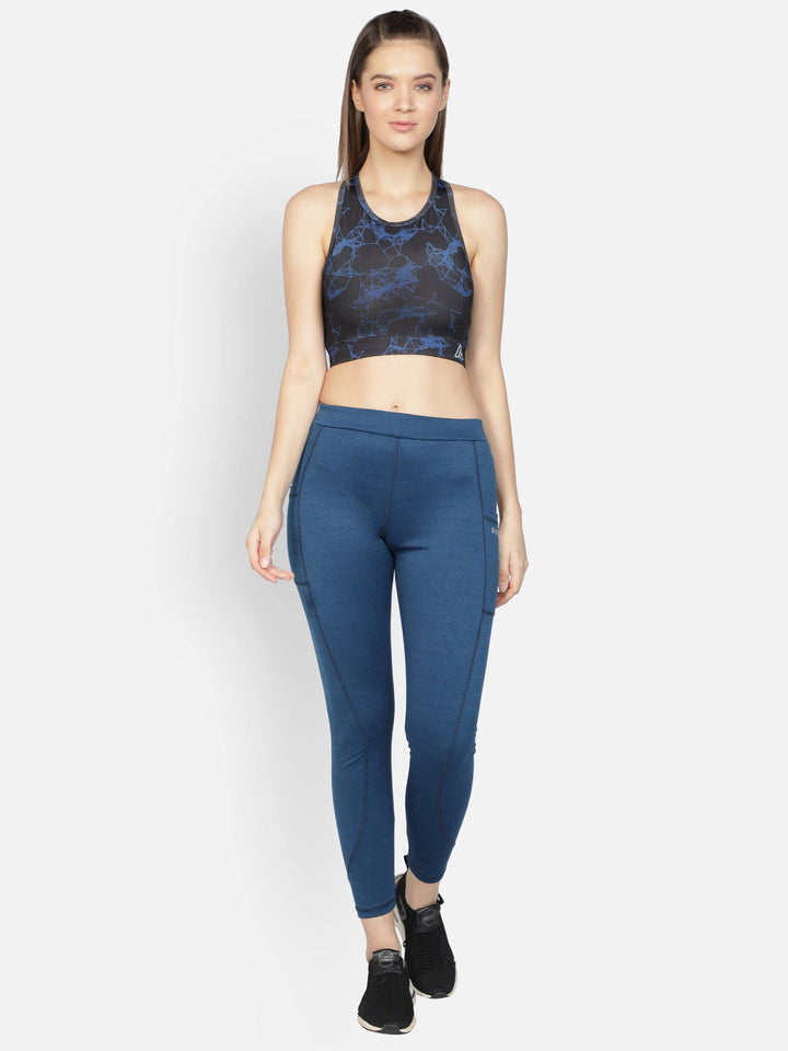 Women's Blue Textured Active Trackpant - WOMINK