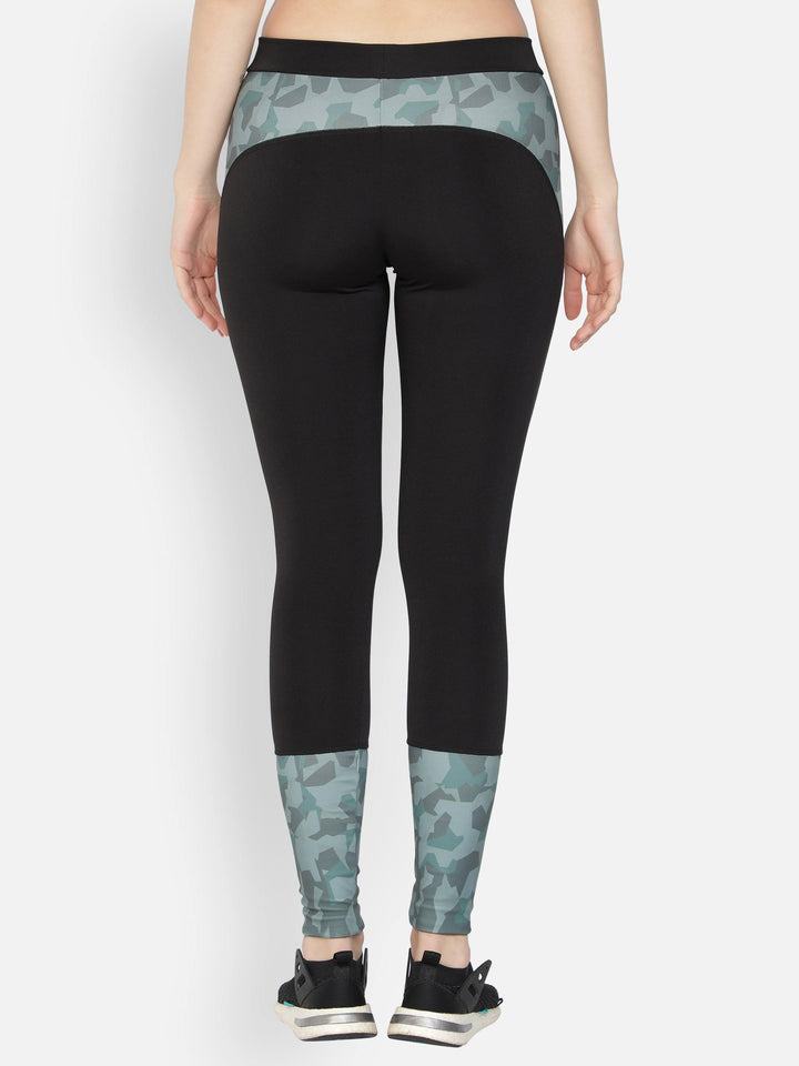 Women's Black Print Block Fitted Active Trackpant - WOMINK