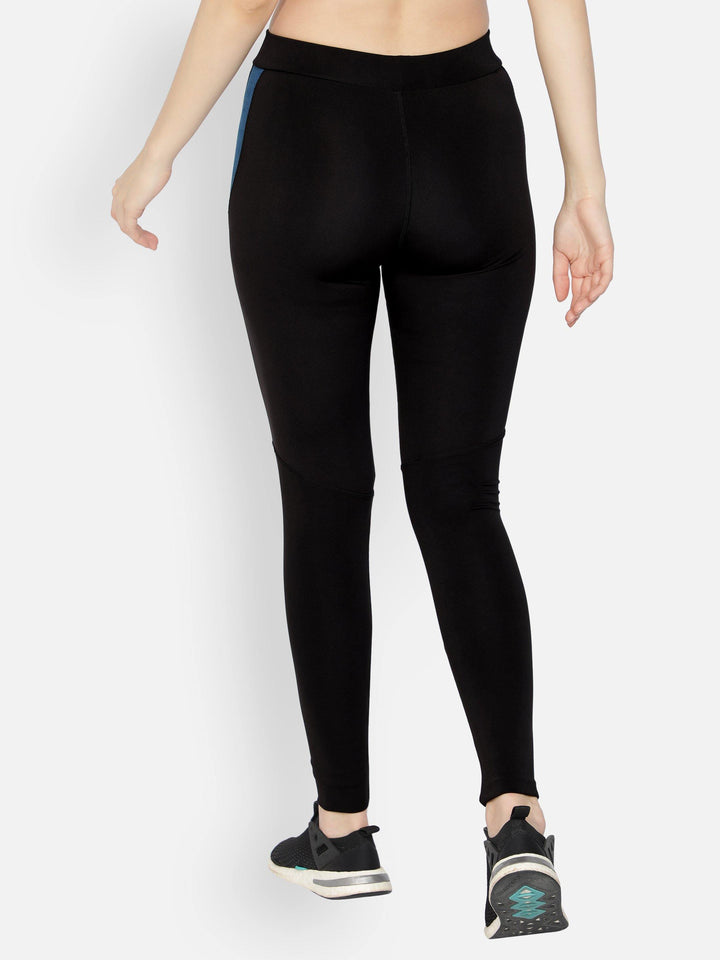 Women's Colour block Black Fitted Track Pants - WOMINK