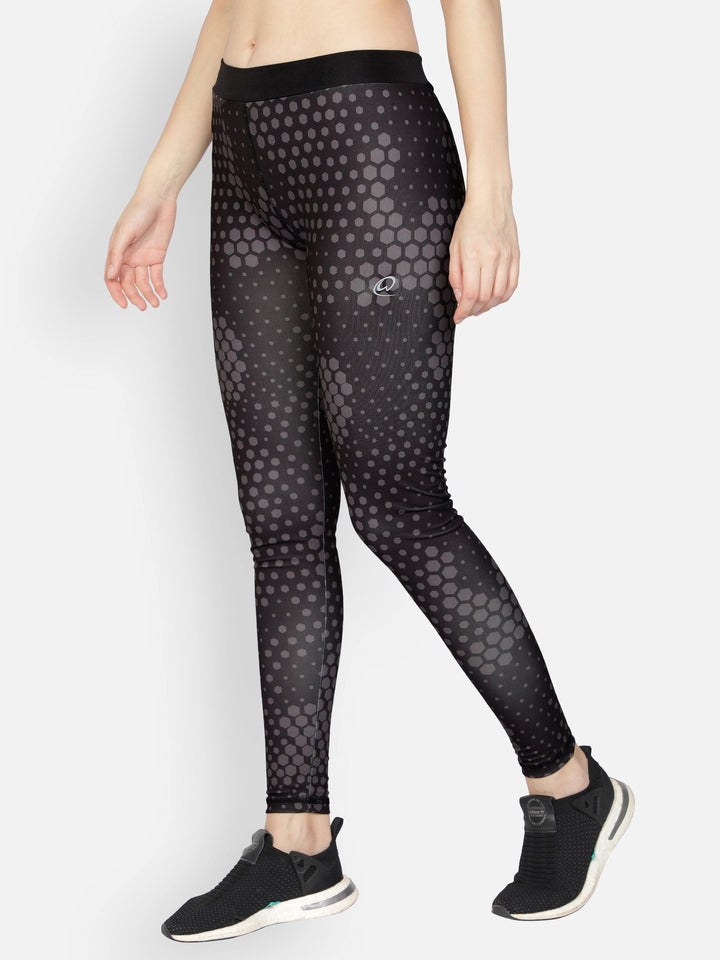 Women's Printed Black Active Trackpant - WOMINK