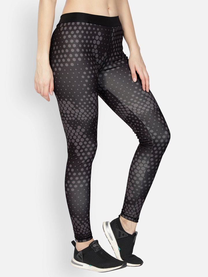 Women's Printed Black Active Trackpant - WOMINK