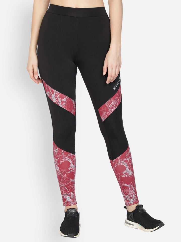 Women's Black Colour Block Fitted Active Trackpant - WOMINK
