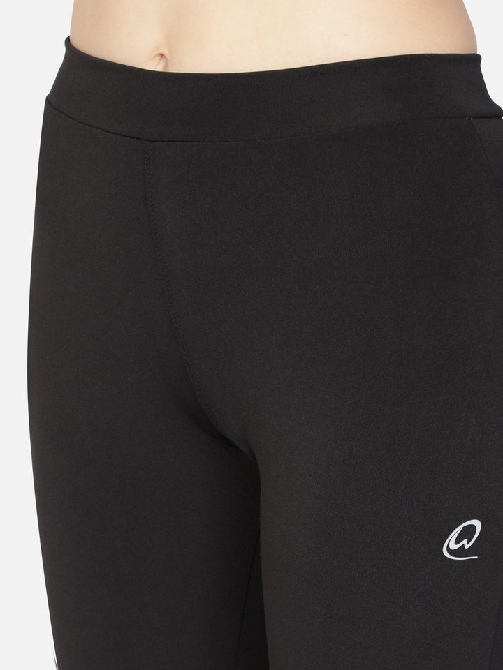 Women's Black Solid Fitted Active Trackpant - WOMINK